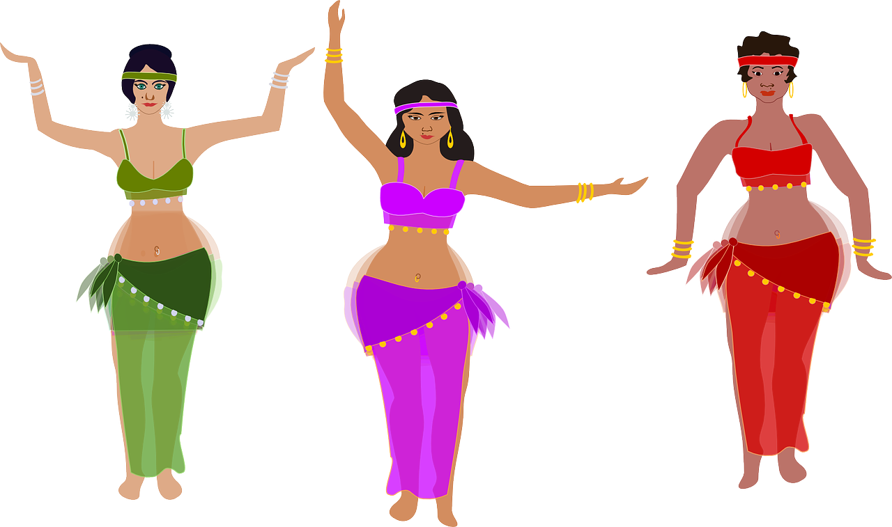 Oriental dance ladies digital illustration